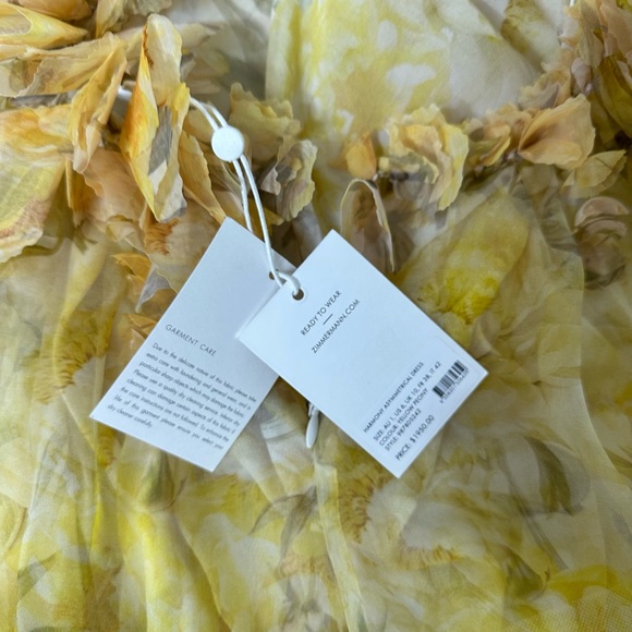 NWT Authentic Zimmerman Asymmetrical Harmony Peony Floral Dress SZ 1  US 6 - Picture 14 of 15